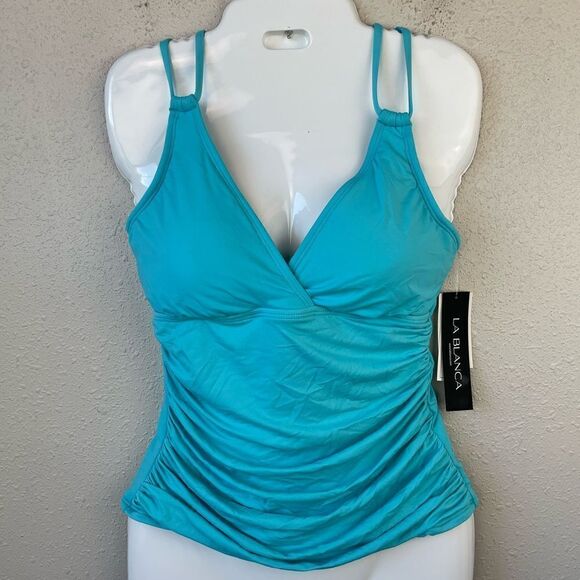 NWT La Blanca Aqua Blue Tankini Sizes 8, 12, or 14 - Picture 1 of 5